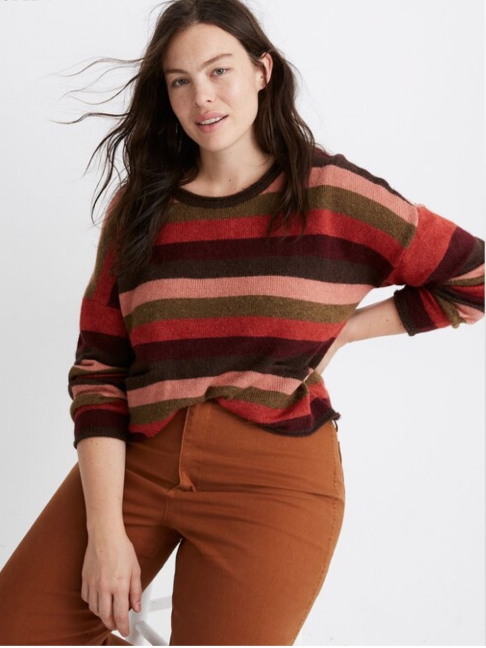 Madewell Chelsea Pocket Pullover Sweater Striped Alpaca Sz XXS - Picture 1 of 10